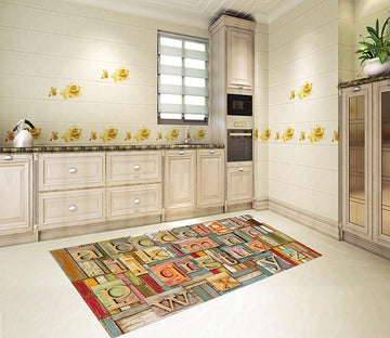 3D Wood Boards Alphabets 140 Kitchen Mat Floor Mural Wallpaper AJ Wallpaper 