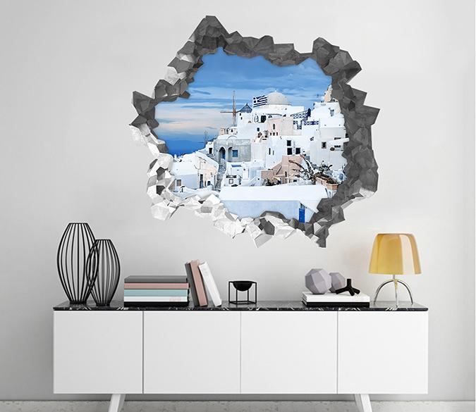 3D Santorini Island 229 Broken Wall Murals Wallpaper AJ Wallpaper 