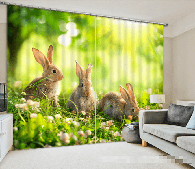 3D Lovely Rabbits 1224 Curtains Drapes Wallpaper AJ Wallpaper 