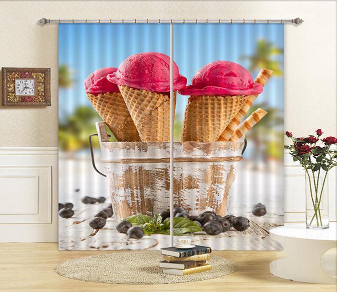 3D Ice Cream Cone Curtains Drapes Wallpaper AJ Wallpaper 