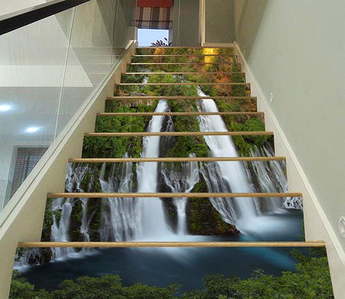 3D Waterfall Lake 850 Stair Risers Wallpaper AJ Wallpaper 