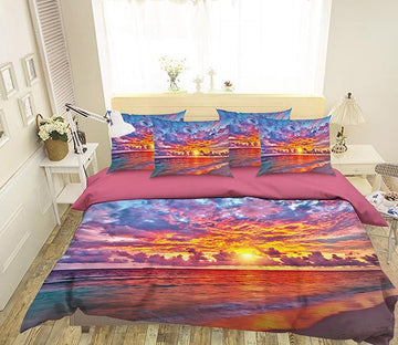 3D Sea Sunset Clouds 252 Bed Pillowcases Quilt Wallpaper AJ Wallpaper 