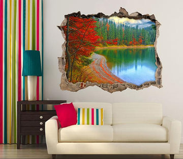 3D Lakeside Forest 018 Broken Wall Murals Wallpaper AJ Wallpaper 