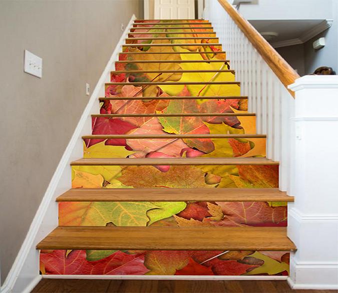 3D Fallen Leaves 1133 Stair Risers Wallpaper AJ Wallpaper 