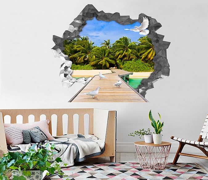 3D Beach Scenery 194 Broken Wall Murals Wallpaper AJ Wallpaper 