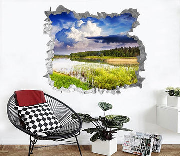 3D Lake Scenery 204 Broken Wall Murals Wallpaper AJ Wallpaper 