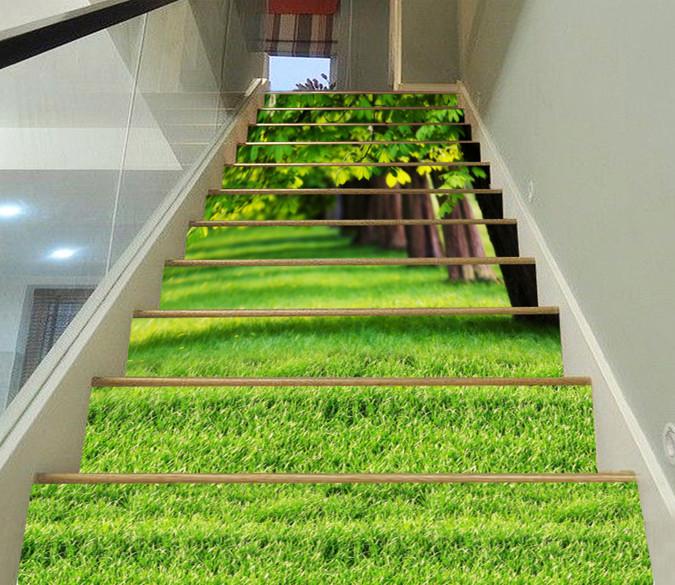 3D Grassland Trees 479 Stair Risers Wallpaper AJ Wallpaper 