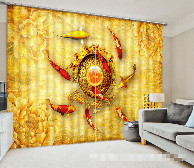 3D Fishes And Gem 1322 Curtains Drapes Wallpaper AJ Wallpaper 