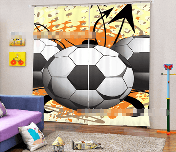 3D Footballs 1392 Curtains Drapes Wallpaper AJ Wallpaper 