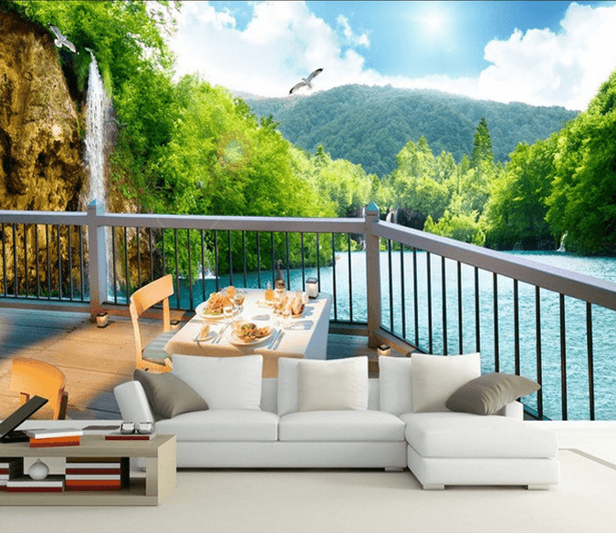 Balcony Lake Scenery Wallpaper AJ Wallpaper 