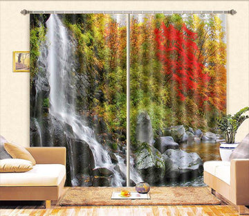 3D Waterfall Color Trees 194 Curtains Drapes Wallpaper AJ Wallpaper 