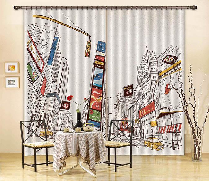 3D Hand Painted City 430 Beach Curtains Drapes Wallpaper AJ Wallpaper 