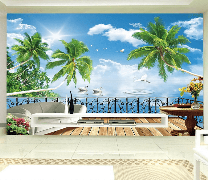 Luxurious Balcony Landscape Wallpaper AJ Wallpaper 