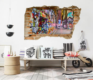 3D Pretty Graffiti Alley 089 Broken Wall Murals Wallpaper AJ Wallpaper 