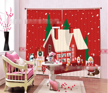 3D Santa Claus Cottage 2075 Curtains Drapes Wallpaper AJ Wallpaper 