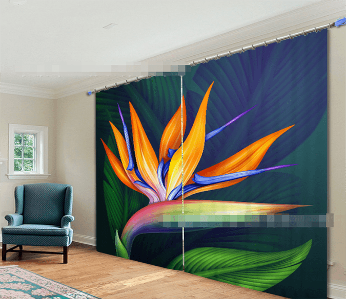 3D Strelitzia Reginae 2219 Curtains Drapes Wallpaper AJ Wallpaper 