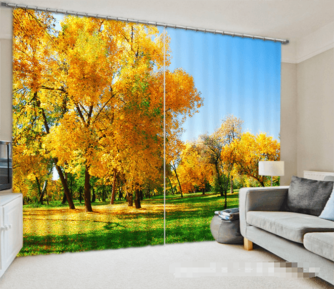 3D Grassland Trees 1074 Curtains Drapes Wallpaper AJ Wallpaper 