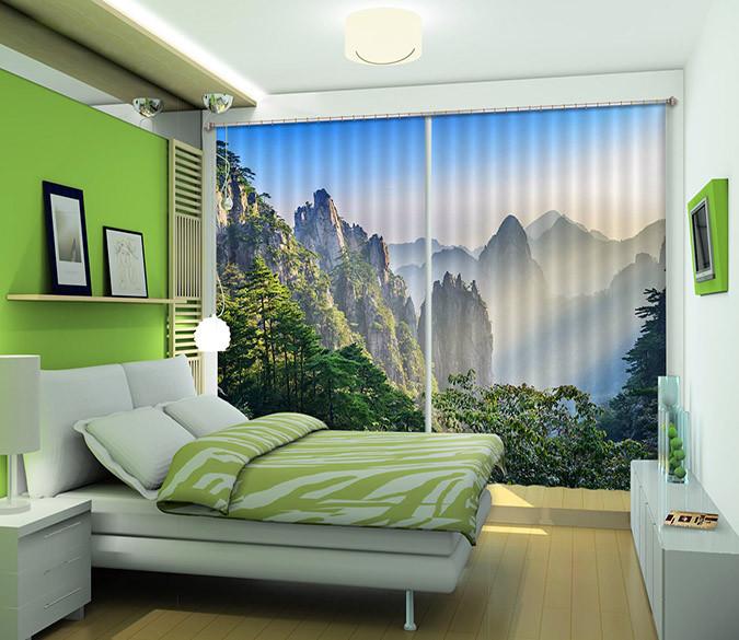 3D Misty Mountains Scenery 403 Curtains Drapes Wallpaper AJ Wallpaper 