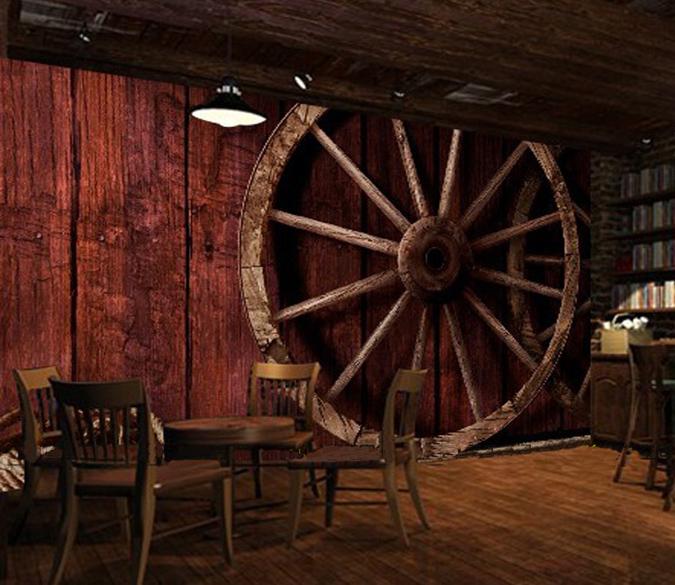 3D Wooden Wheel 055 Wallpaper AJ Wallpaper 