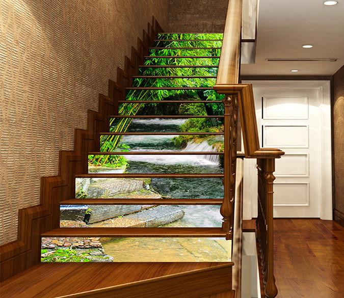 3D Riverside Bamboos 1536 Stair Risers Wallpaper AJ Wallpaper 