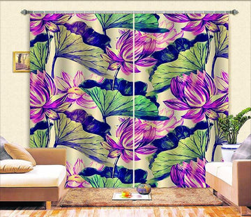 3D Lotus Flowers Painting 742 Curtains Drapes Wallpaper AJ Wallpaper 