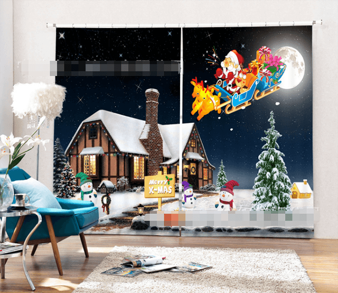 3D Santa Claus Gifts 1376 Curtains Drapes Wallpaper AJ Wallpaper 