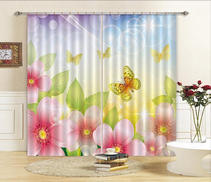 3D Flowers And Butterflies 257 Curtains Drapes Wallpaper AJ Wallpaper 