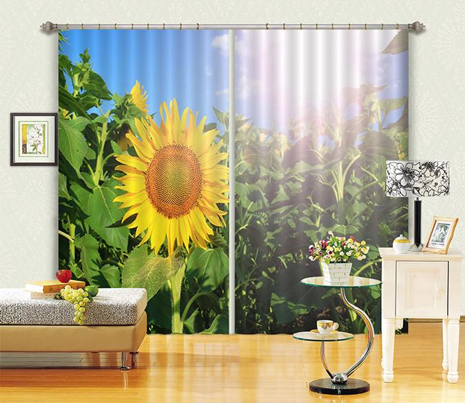 3D Lush Sunflowers 130 Curtains Drapes Wallpaper AJ Wallpaper 