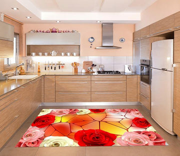 3D Roses And Pattern 154 Kitchen Mat Floor Mural Wallpaper AJ Wallpaper 