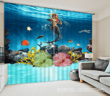 3D Ocean Elegant Mermaind 2001 Curtains Drapes Wallpaper AJ Wallpaper 