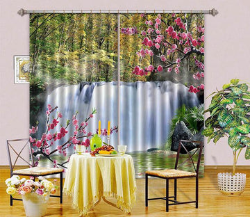 3D Waterfall Flowers 266 Curtains Drapes Wallpaper AJ Wallpaper 