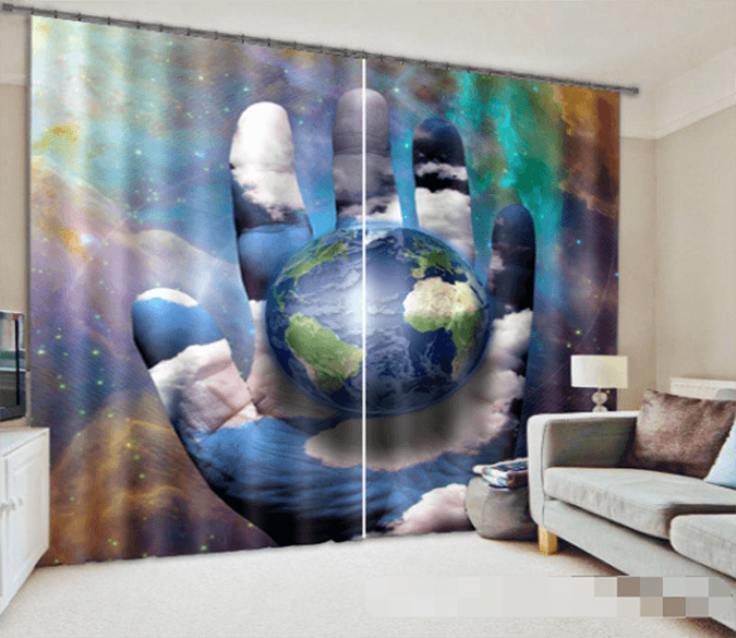 3D Hand Earth 1168 Curtains Drapes Wallpaper AJ Wallpaper 