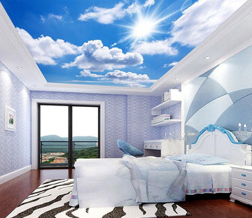 Sunny Clear Sky Ceiling Sticker Ceiling decor Sun Heavens Brightly Photo  Paper Ceiling Mural Self Adhesive Exclusive Design Photo Wallpaper