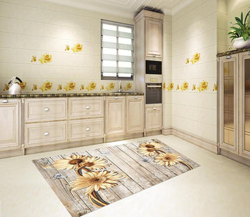 3D Wood Boards Flowers 097 Kitchen Mat Floor Mural Wallpaper AJ Wallpaper 