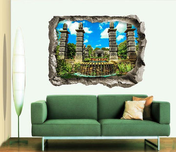 3D Park Scenery 092 Broken Wall Murals Wallpaper AJ Wallpaper 