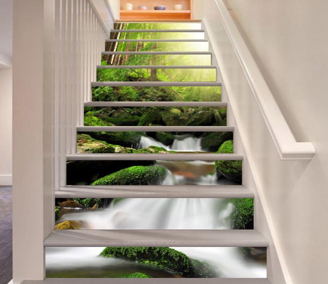 3D Forest Stream 211 Stair Risers Wallpaper AJ Wallpaper 