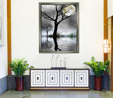 3D Moon Shadow 110 Fake Framed Print Painting Wallpaper AJ Creativity Home 