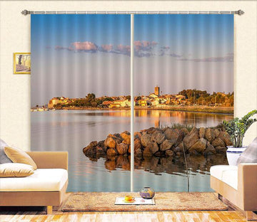 3D Harbor Town Sunset 395 Curtains Drapes Wallpaper AJ Wallpaper 