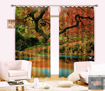 3D River Pretty Tree 1142 Curtains Drapes Wallpaper AJ Wallpaper 