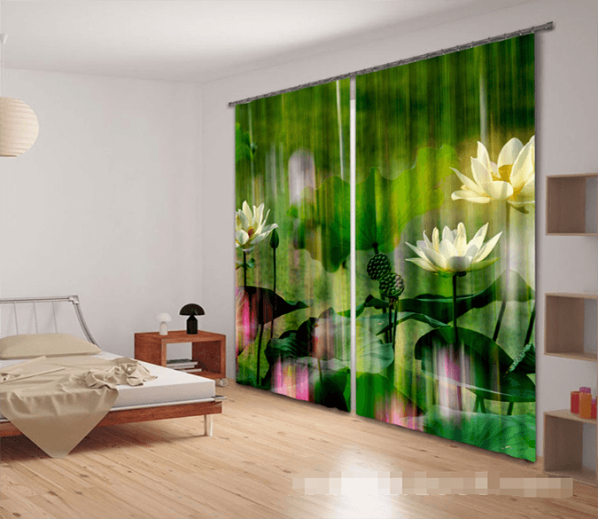 3D Lotus Flowers 1179 Curtains Drapes Wallpaper AJ Wallpaper 