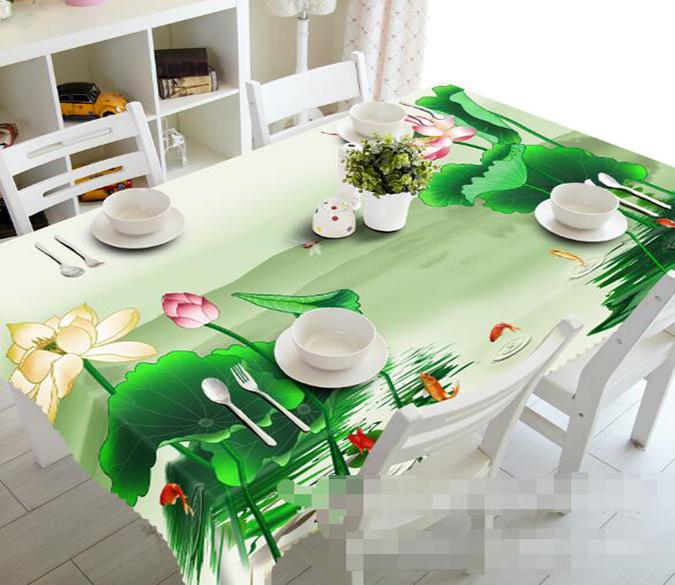 3D Fish Pond Flowers 1191 Tablecloths Wallpaper AJ Wallpaper 