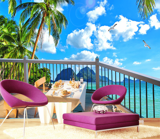 Balcony Vast Sea Wallpaper AJ Wallpaper 