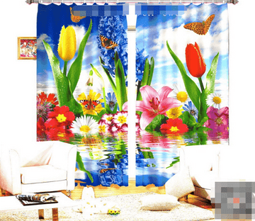 3D Colorful Flowers 1140 Curtains Drapes Wallpaper AJ Wallpaper 