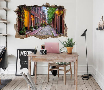 3D Pretty City Alley 087 Broken Wall Murals Wallpaper AJ Wallpaper 