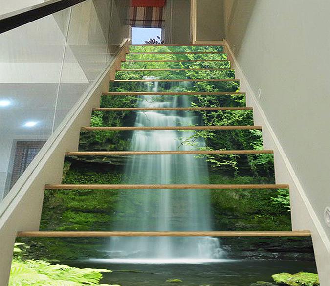 3D Waterfall Lake 723 Stair Risers Wallpaper AJ Wallpaper 