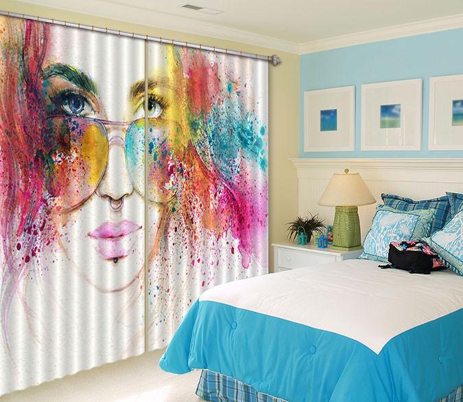 3D Graffiti Woman 530 Curtains Drapes Wallpaper AJ Wallpaper 