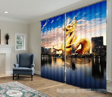 3D City Dragon Statue 1176 Curtains Drapes Wallpaper AJ Wallpaper 