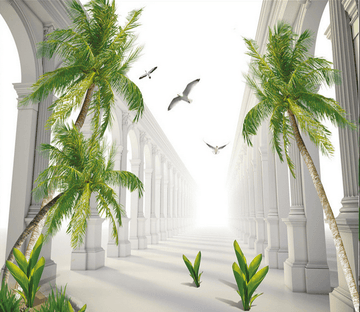 Coconut Trees Corridor Wallpaper AJ Wallpaper 