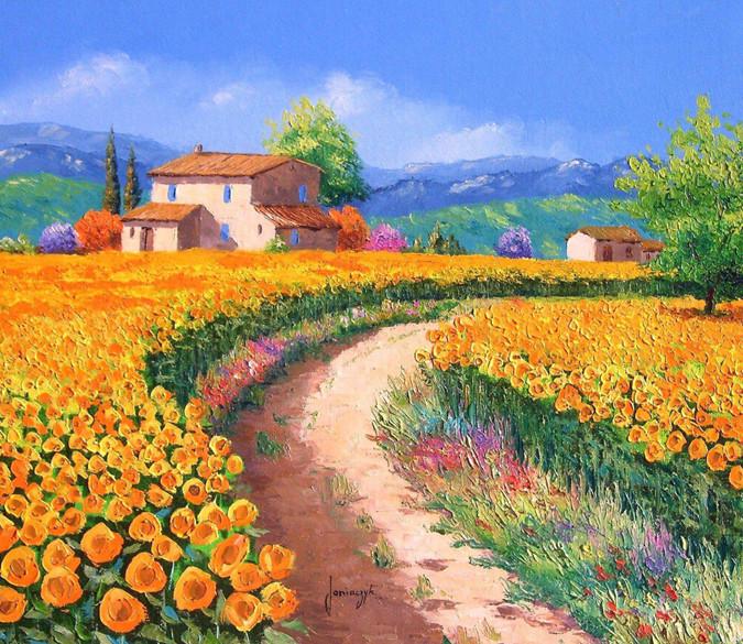 Flowers Fields Painting Wallpaper AJ Wallpaper 