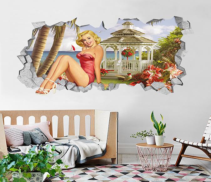 3D Seaside Beauty 007 Broken Wall Murals Wallpaper AJ Wallpaper 